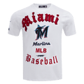 MLB MIAMI MARLINS OLD ENGLISH MEN'S TOP (WHITE)