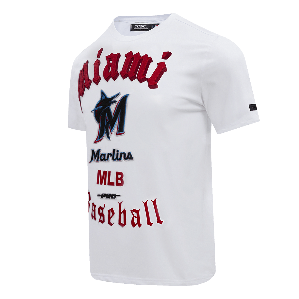 MLB MIAMI MARLINS OLD ENGLISH MEN'S TOP (WHITE)