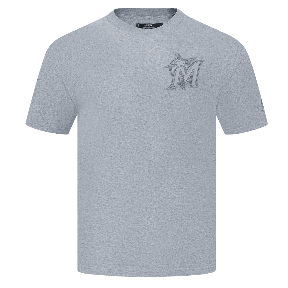 MLB MIAMI MARLINS NEUTRAL MEN'S DROP SHOULDER TOP (DARK HEATHER GRAY)