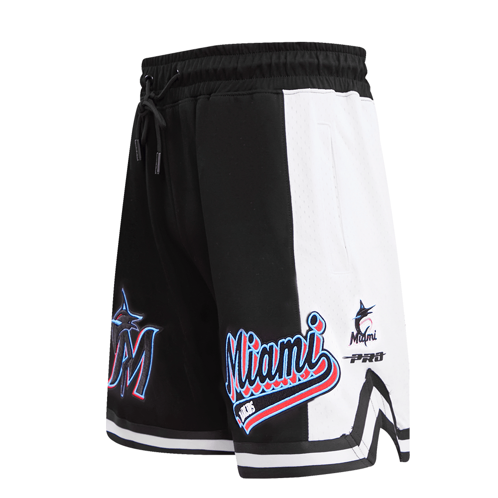 MLB MIAMI MARLINS SCRIPT TAIL MEN'S DOUBLE KNIT 2.0 SHORT (BLACK)
