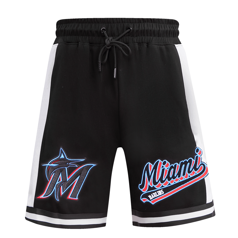 MLB MIAMI MARLINS SCRIPT TAIL MEN'S DOUBLE KNIT 2.0 SHORT (BLACK)