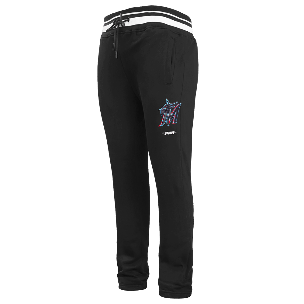 MLB MIAMI MARLINS SCRIPT TAIL MEN'S RIB FLEECE SWEATPANT (BLACK)