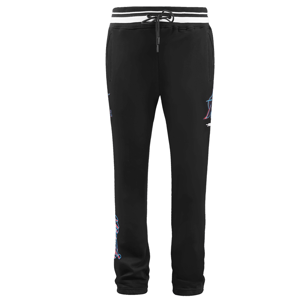 MLB MIAMI MARLINS SCRIPT TAIL MEN'S RIB FLEECE SWEATPANT (BLACK)