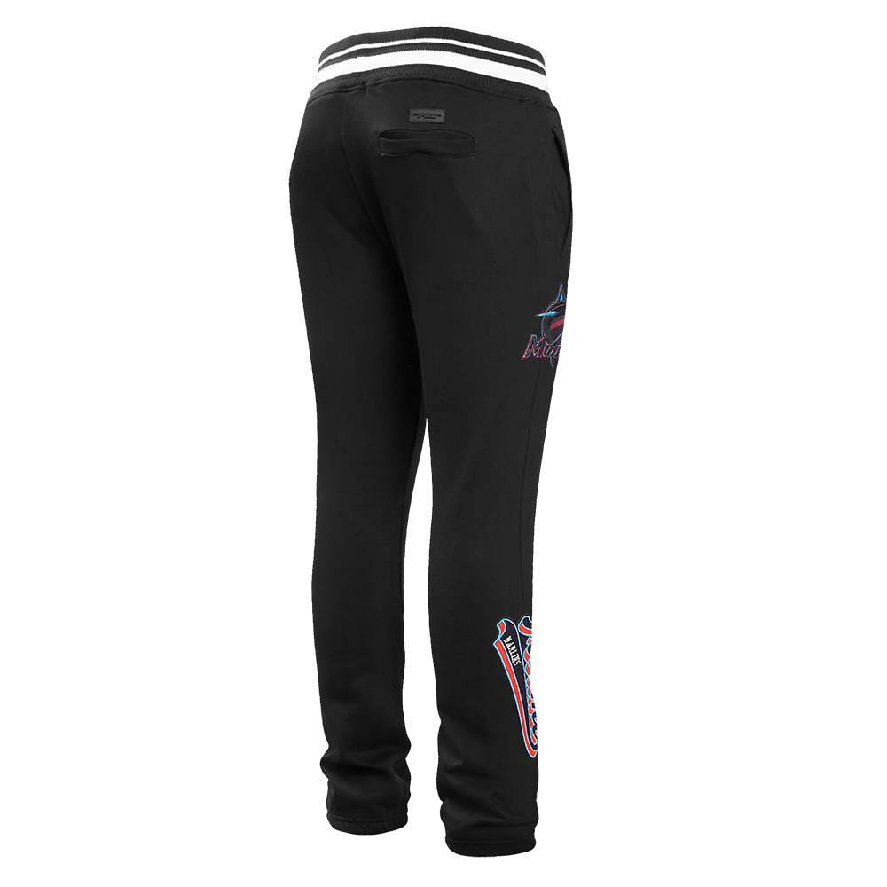 MLB MIAMI MARLINS SCRIPT TAIL MEN'S RIB FLEECE SWEATPANT (BLACK)