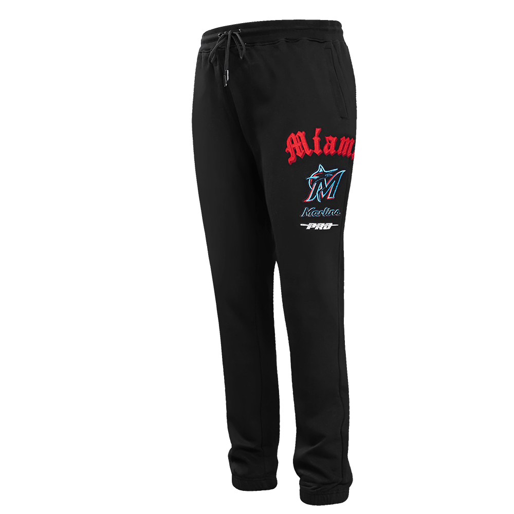 MLB MIAMI MARLINS OLD ENGLISH MEN'S SWEATPANT (BLACK)