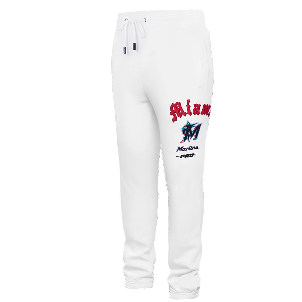 MLB MIAMI MARLINS OLD ENGLISH MEN'S SWEATPANT (WHITE)