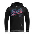MLB MIAMI MARLINS SCRIPT TAIL MEN'S RIB FLEECE PULLOVER HOODIE (BLACK)