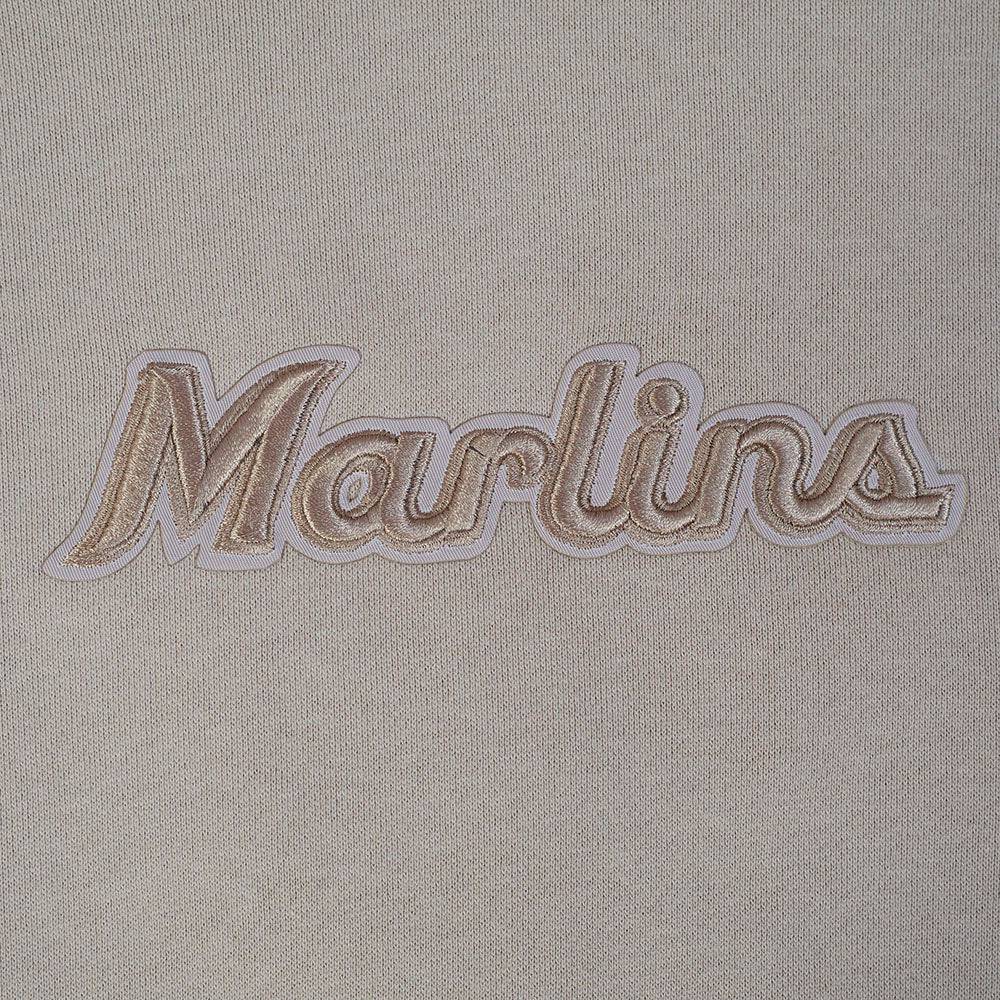 MLB MIAMI MARLINS WINGSPAN SUDADERA CON CAPUCHA DE FELPA PARA HOMBRE CON HOMBROS CAÍDOS (BEIGE)