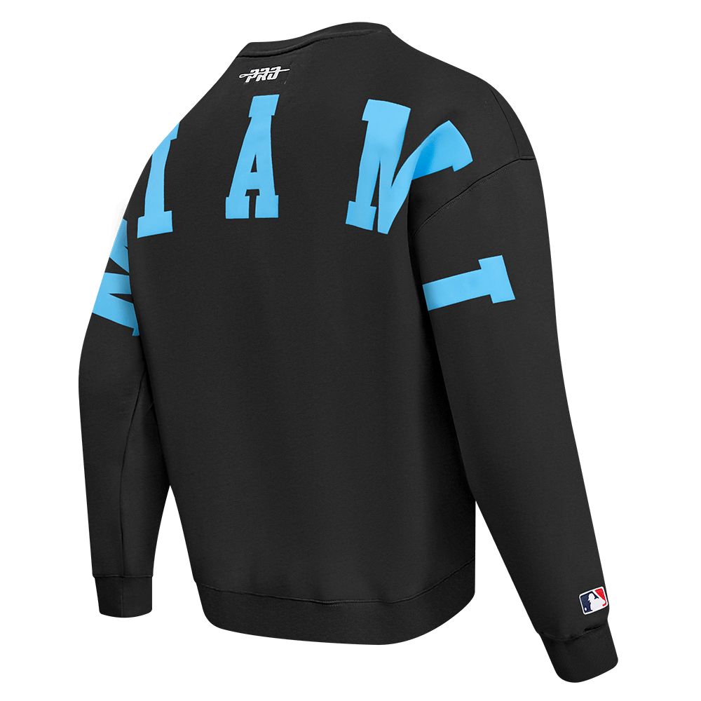 MLB MIAMI MARLINS WINGSPAN MEN'S DROP SHOULDER FLEECE CREWNECK (BLACK)