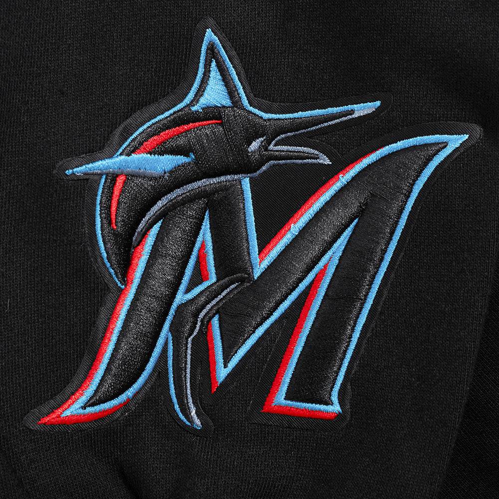 MLB MIAMI MARLINS WINGSPAN MEN'S DROP SHOULDER FLEECE CREWNECK (BLACK)