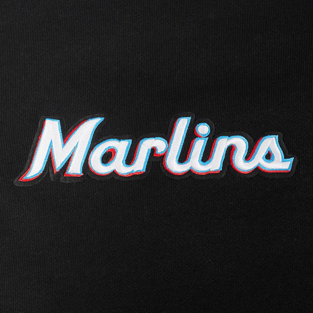 MLB MIAMI MARLINS WINGSPAN MEN'S DROP SHOULDER FLEECE CREWNECK (BLACK)