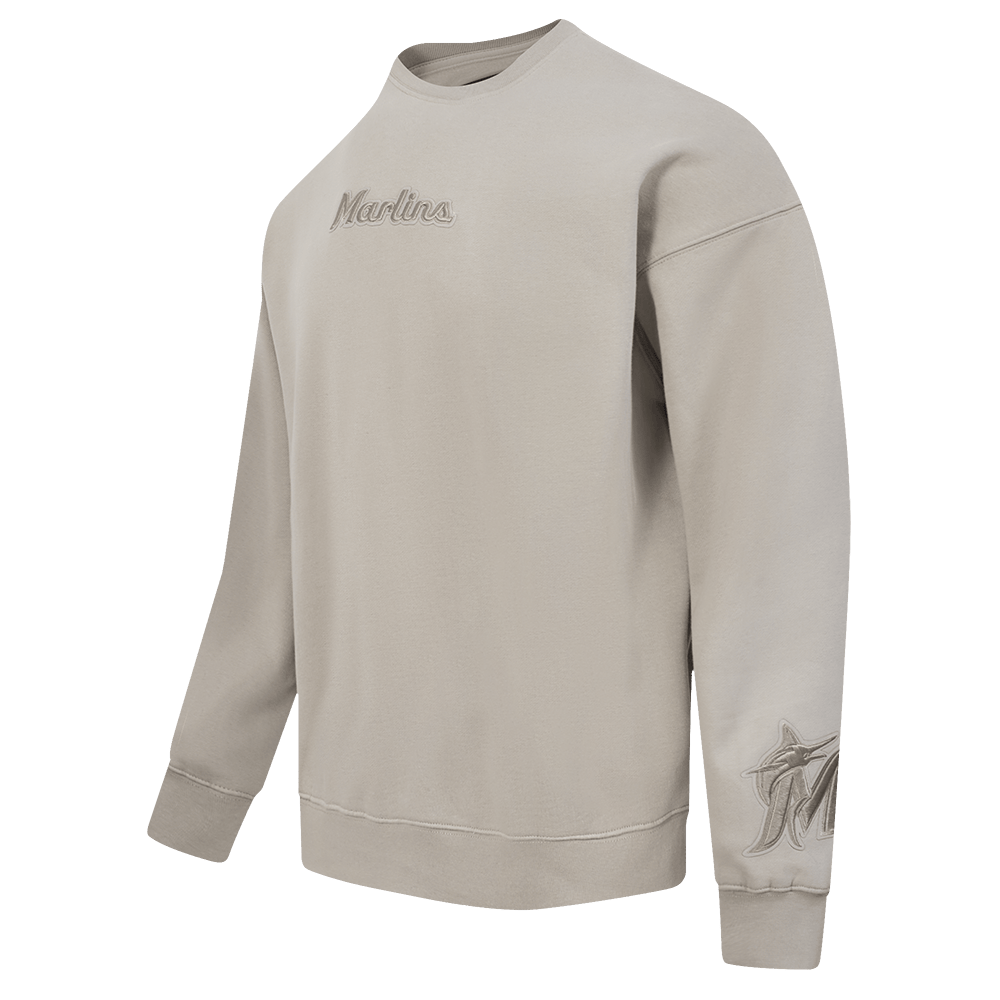 MLB MIAMI MARLINS WINGSPAN MEN'S DROP SHOULDER FLEECE CREWNECK (TAUPE)