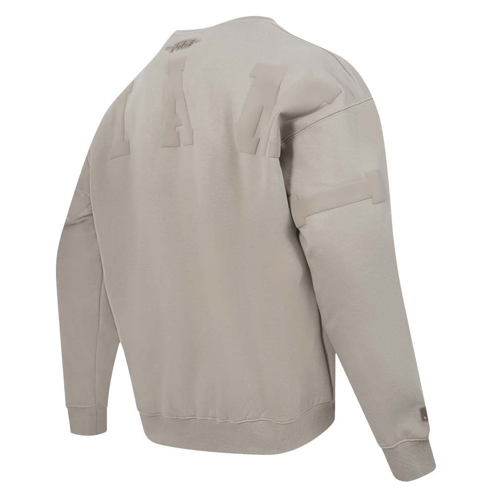 MLB MIAMI MARLINS WINGSPAN MEN'S DROP SHOULDER FLEECE CREWNECK (TAUPE)
