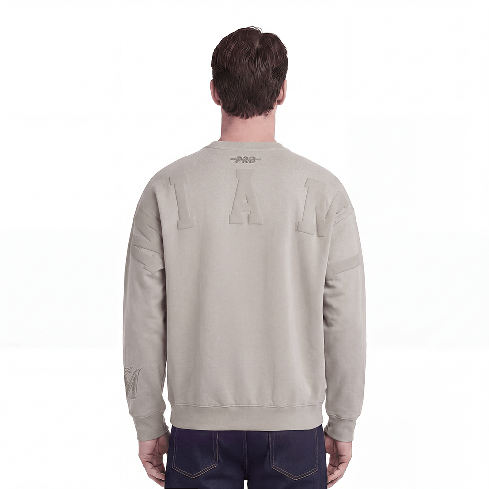 MLB MIAMI MARLINS WINGSPAN MEN'S DROP SHOULDER FLEECE CREWNECK (TAUPE)