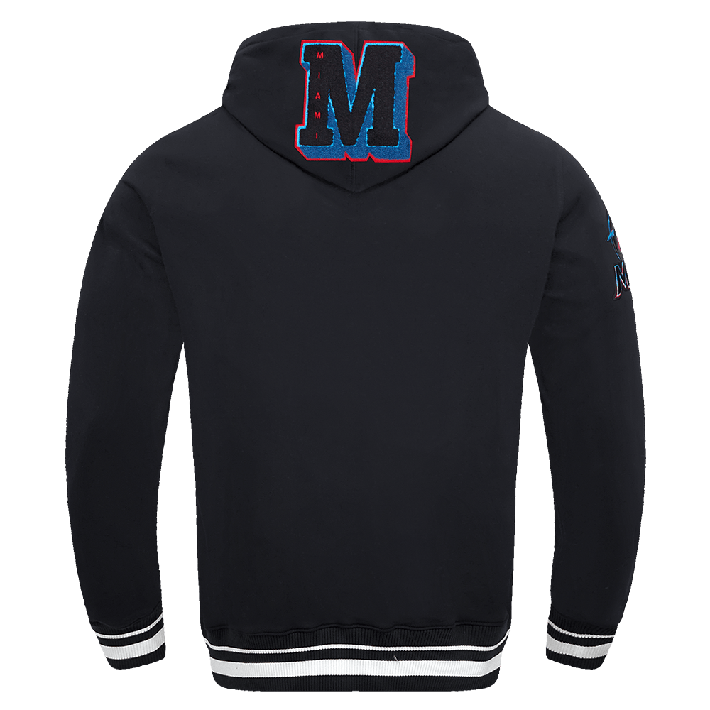 SUDADERA CON CAPUCHA PARA HOMBRE MLB MIAMI MARLINS LOGO MASHUP (NEGRA)