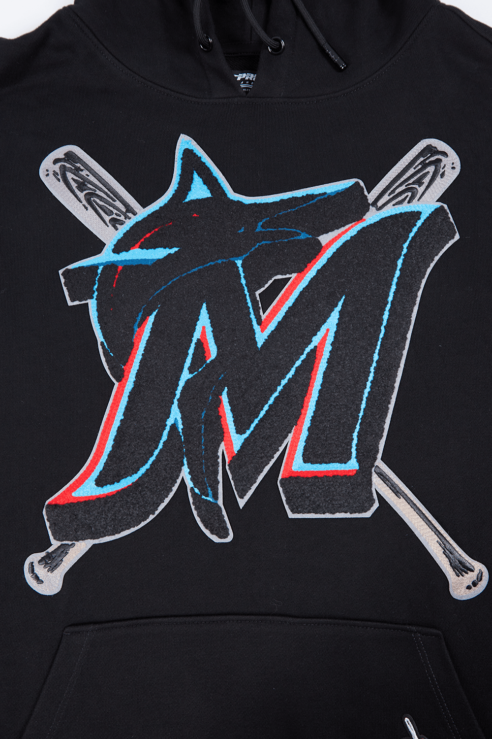 SUDADERA CON CAPUCHA PARA HOMBRE MLB MIAMI MARLINS LOGO MASHUP (NEGRA)