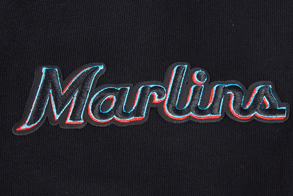 SUDADERA CON CAPUCHA PARA HOMBRE MLB MIAMI MARLINS LOGO MASHUP (NEGRA)