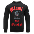 MLB MIAMI MARLINS OLD ENGLISH MEN'S CREWNECK (BLACK)