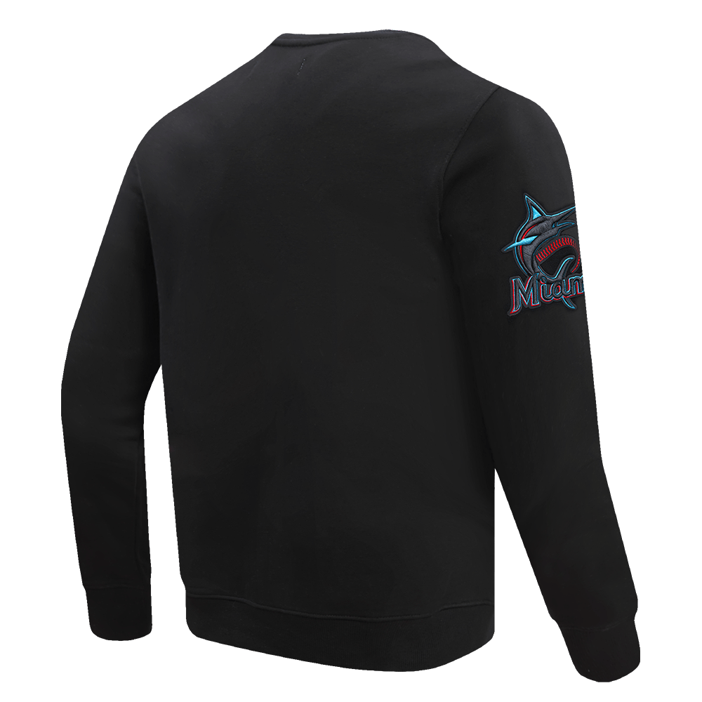 MLB MIAMI MARLINS OLD ENGLISH MEN'S CREWNECK (BLACK)