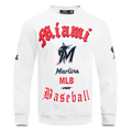 MLB MIAMI MARLINS OLD ENGLISH PARA HOMBRE, CUELLO REDONDO (BLANCO)