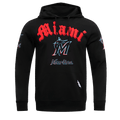 MLB MIAMI MARLINS OLD ENGLISH MEN'S PULLOVER HOODIE (BLACK)