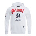 MLB MIAMI MARLINS OLD ENGLISH MEN'S PULLOVER HOODIE (WHITE)