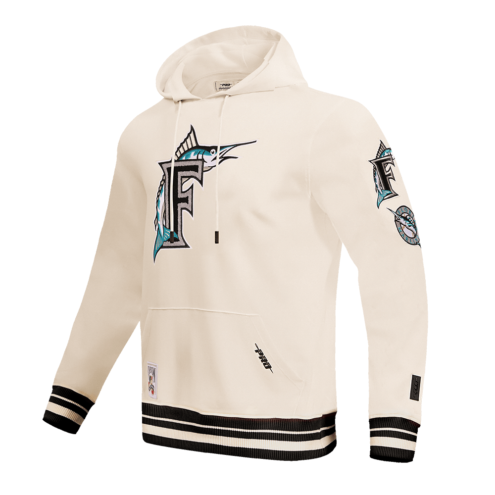 MLB FLORIDA MARLINS RETRO CLASSIC MEN'S PULLOVER HOODIE (EGGSHELL/ BLACK)