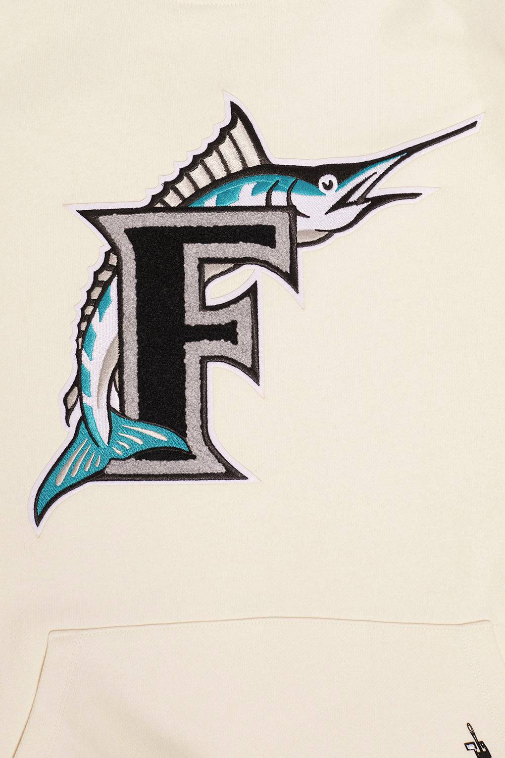 MLB FLORIDA MARLINS RETRO CLASSIC MEN'S PULLOVER HOODIE (EGGSHELL/ BLACK)