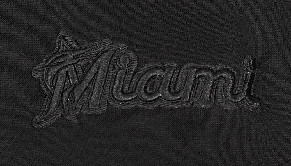 MLB MIAMI MARLINS SUDADERA CON CAPUCHA UNISEX PARA HOMBRE DE HOMBROS CAÍDOS (NEGRA)