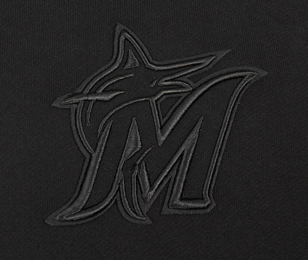 MLB MIAMI MARLINS SUDADERA CON CAPUCHA UNISEX PARA HOMBRE DE HOMBROS CAÍDOS (NEGRA)