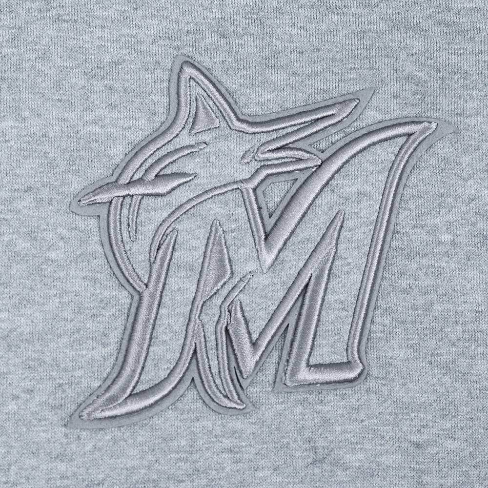 MLB MIAMI MARLINS NEUTRAL MEN'S DROP SHOULDER PULLOVER HOODIE (DARK HEATHER GRAY)