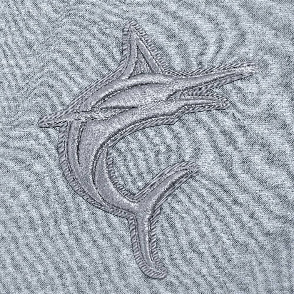 MLB MIAMI MARLINS NEUTRAL MEN'S DROP SHOULDER PULLOVER HOODIE (DARK HEATHER GRAY)