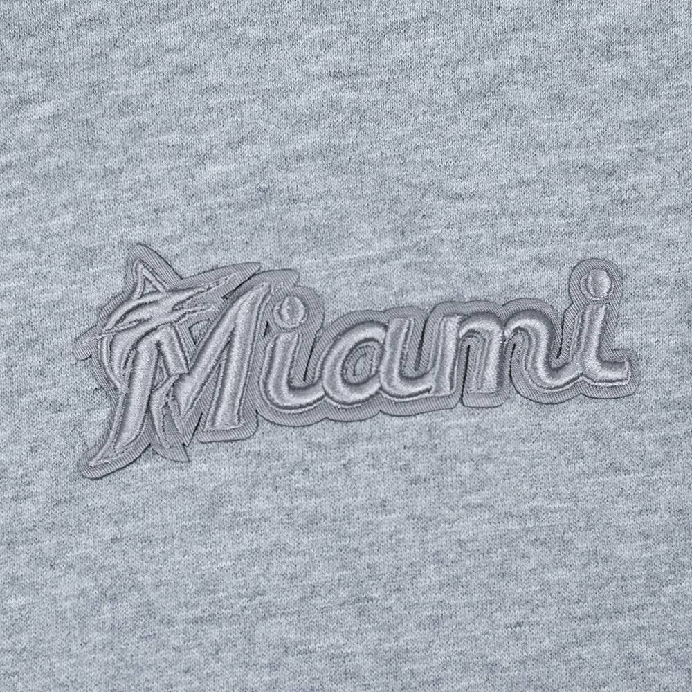 MLB MIAMI MARLINS NEUTRAL MEN'S DROP SHOULDER PULLOVER HOODIE (DARK HEATHER GRAY)