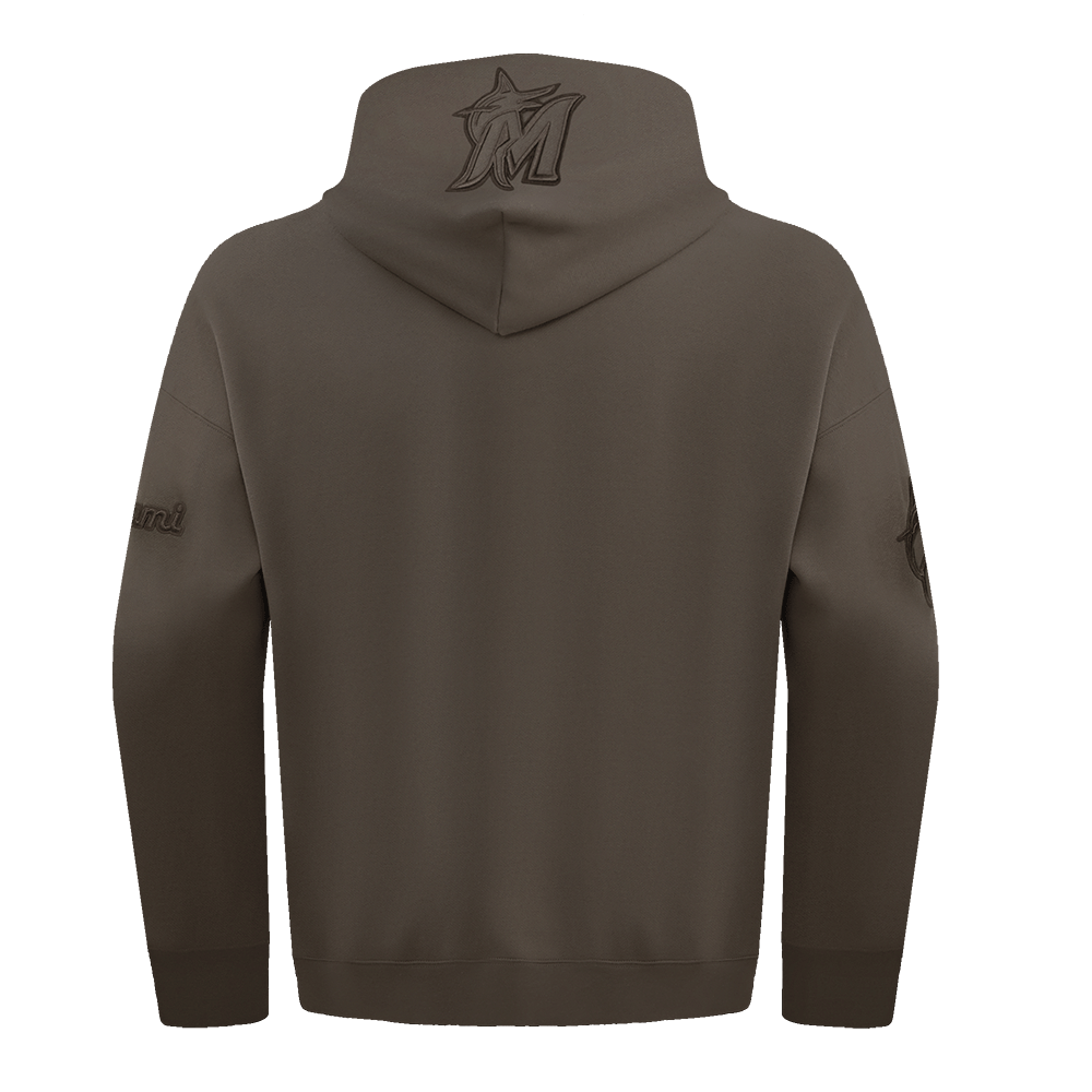 MLB MIAMI MARLINS NEUTRAL MEN'S DROP SHOULDER PULLOVER HOODIE (DARK TAUPE)
