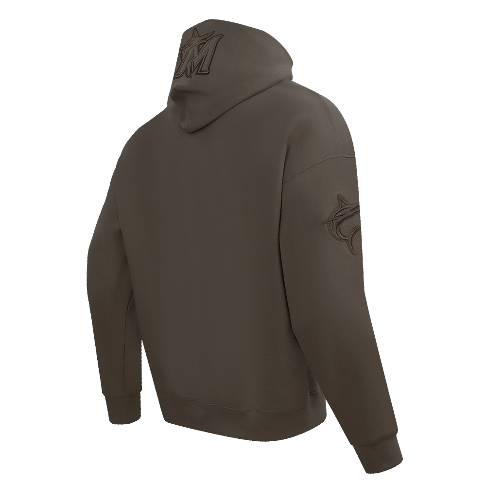 MLB MIAMI MARLINS NEUTRAL MEN'S DROP SHOULDER PULLOVER HOODIE (DARK TAUPE)
