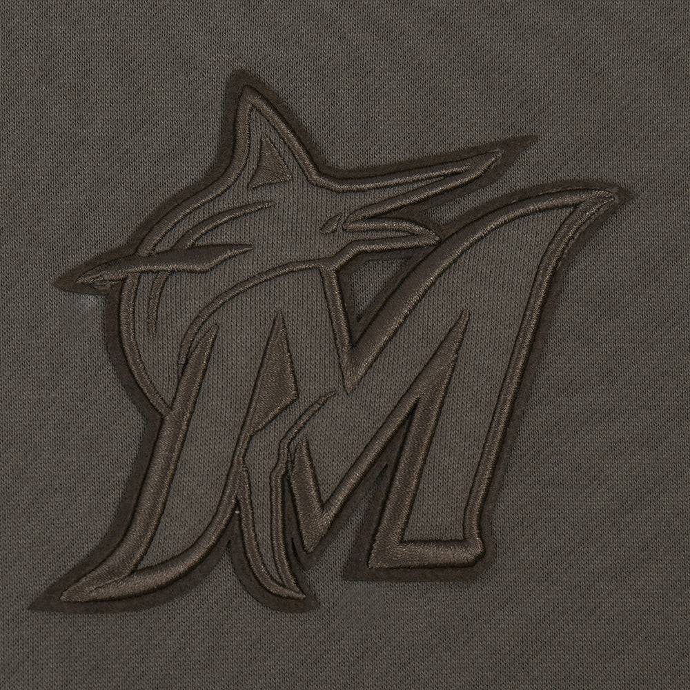 MLB MIAMI MARLINS NEUTRAL MEN'S DROP SHOULDER PULLOVER HOODIE (DARK TAUPE)