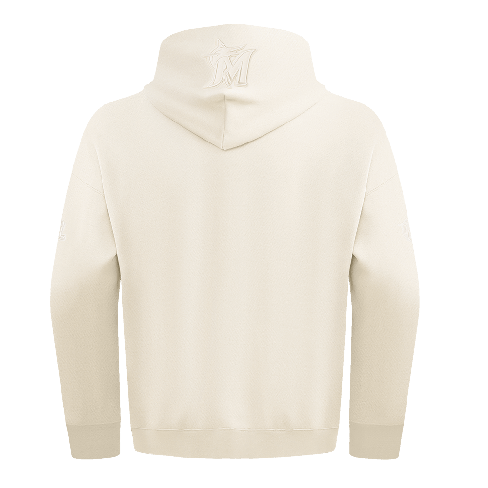 MLB MIAMI MARLINS NEUTRAL MEN'S DROP SHOULDER PULLOVER HOODIE (EGGSHELL)