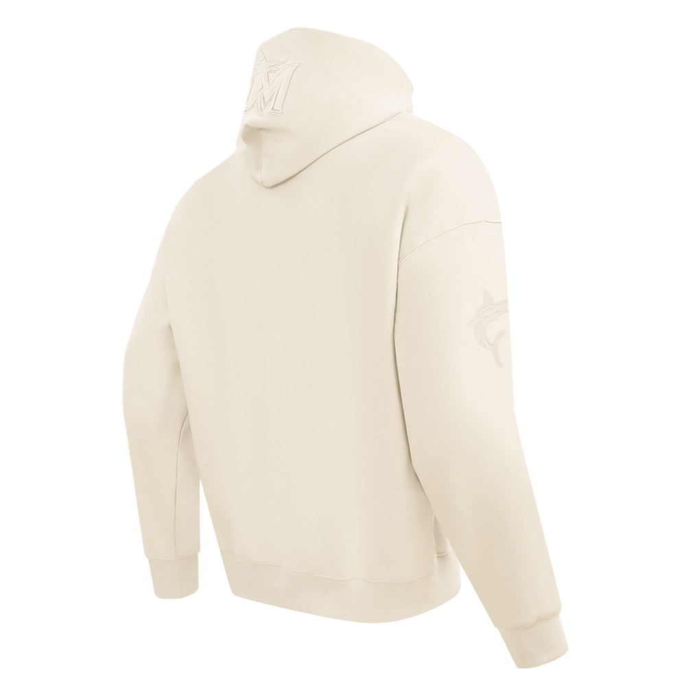 MLB MIAMI MARLINS NEUTRAL MEN'S DROP SHOULDER PULLOVER HOODIE (EGGSHELL)
