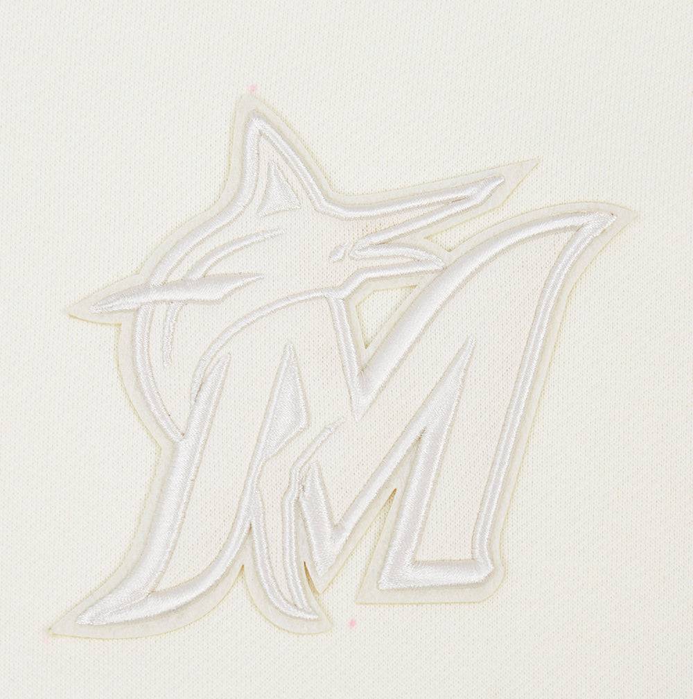MLB MIAMI MARLINS NEUTRAL MEN'S DROP SHOULDER PULLOVER HOODIE (EGGSHELL)