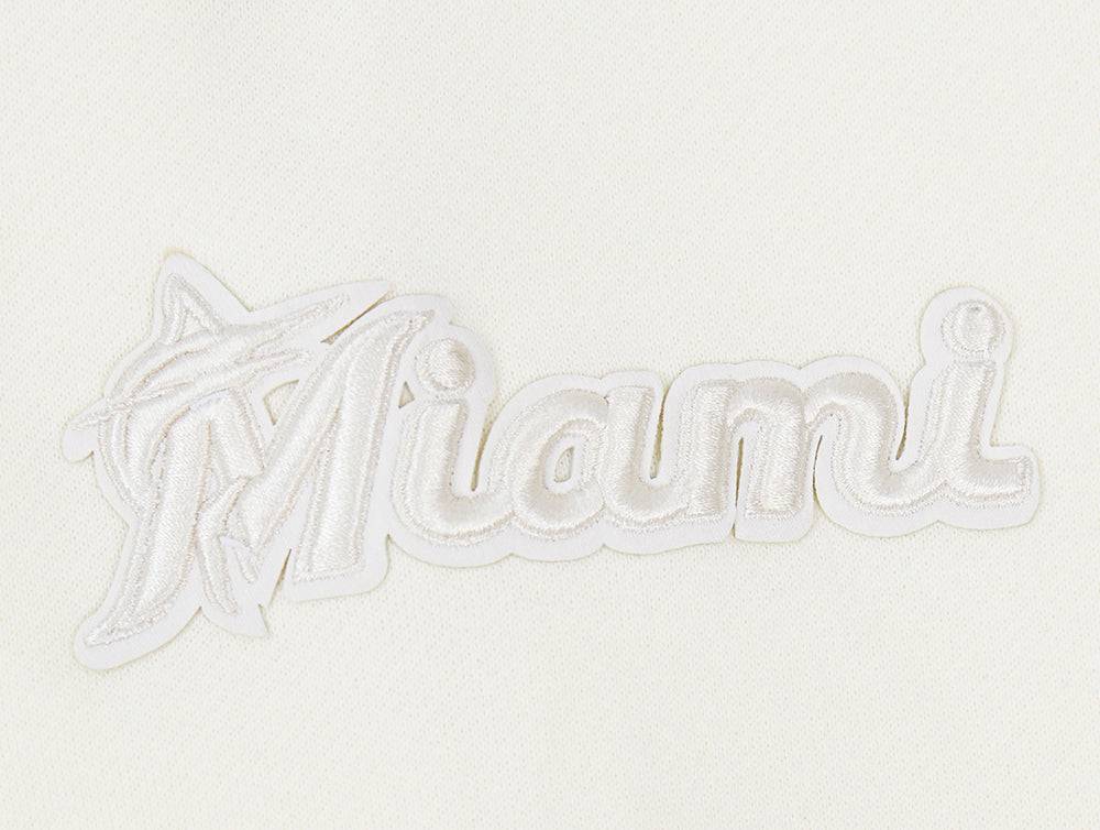 MLB MIAMI MARLINS NEUTRAL MEN'S DROP SHOULDER PULLOVER HOODIE (EGGSHELL)