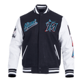 MLB MIAMI MARLINS SCRIPT TAIL MEN'S RIB WOOL VARSITY (BLACK/WHITE)