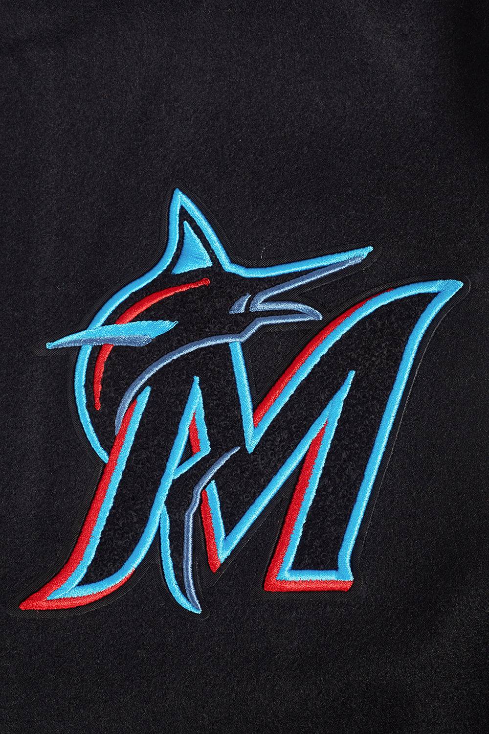 MLB MIAMI MARLINS SCRIPT TAIL MEN'S RIB WOOL VARSITY (BLACK/WHITE)