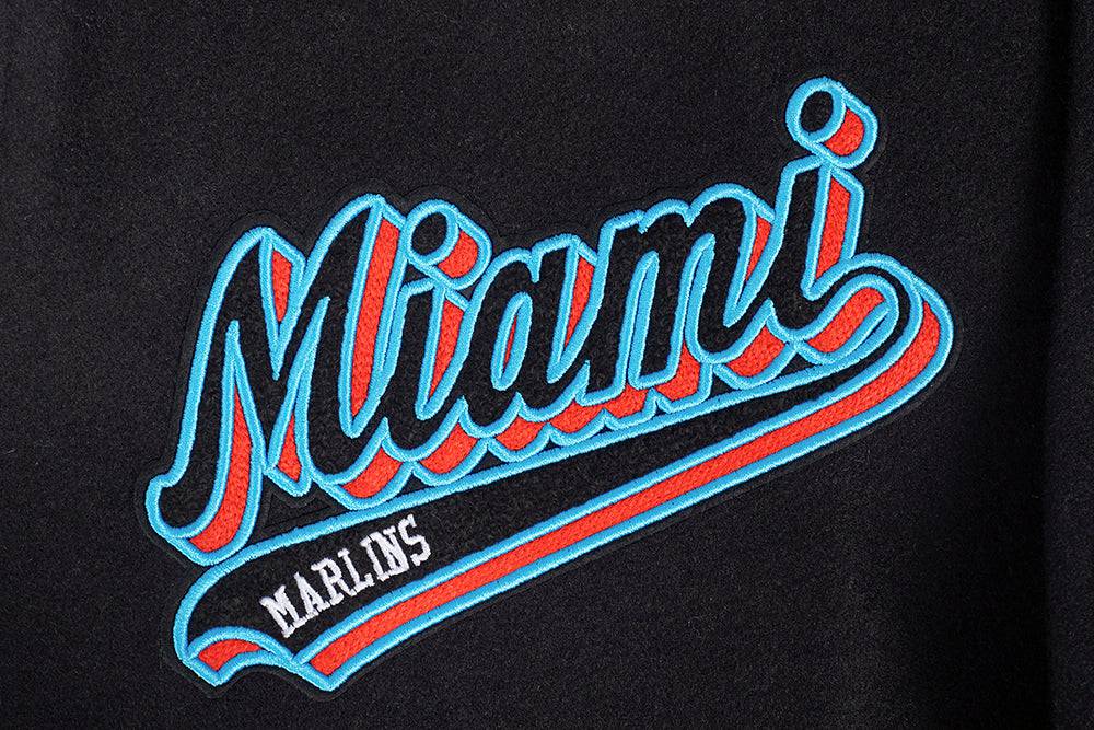 MLB MIAMI MARLINS SCRIPT TAIL MEN'S RIB WOOL VARSITY (BLACK/WHITE)