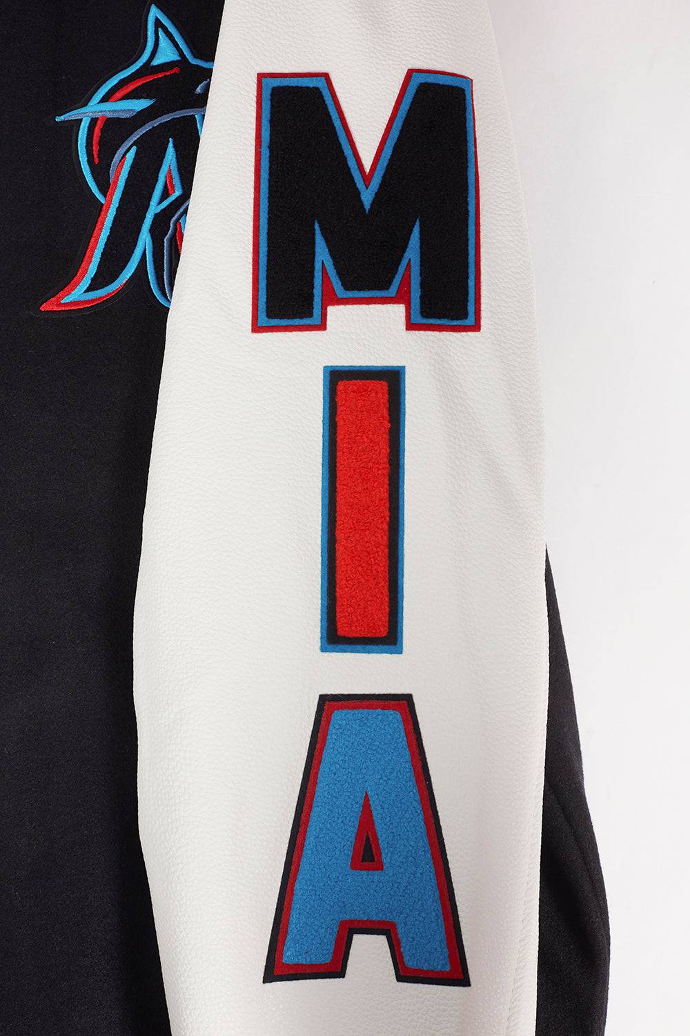 MLB MIAMI MARLINS SCRIPT TAIL MEN'S RIB WOOL VARSITY (BLACK/WHITE)