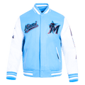 MLB MIAMI MARLINS SCRIPT TAIL MEN'S RIB WOOL VARSITY (UNIVERSITY BLUE/WHITE)