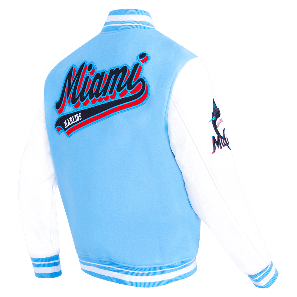 MLB MIAMI MARLINS SCRIPT TAIL MEN'S RIB WOOL VARSITY (UNIVERSITY BLUE/WHITE)