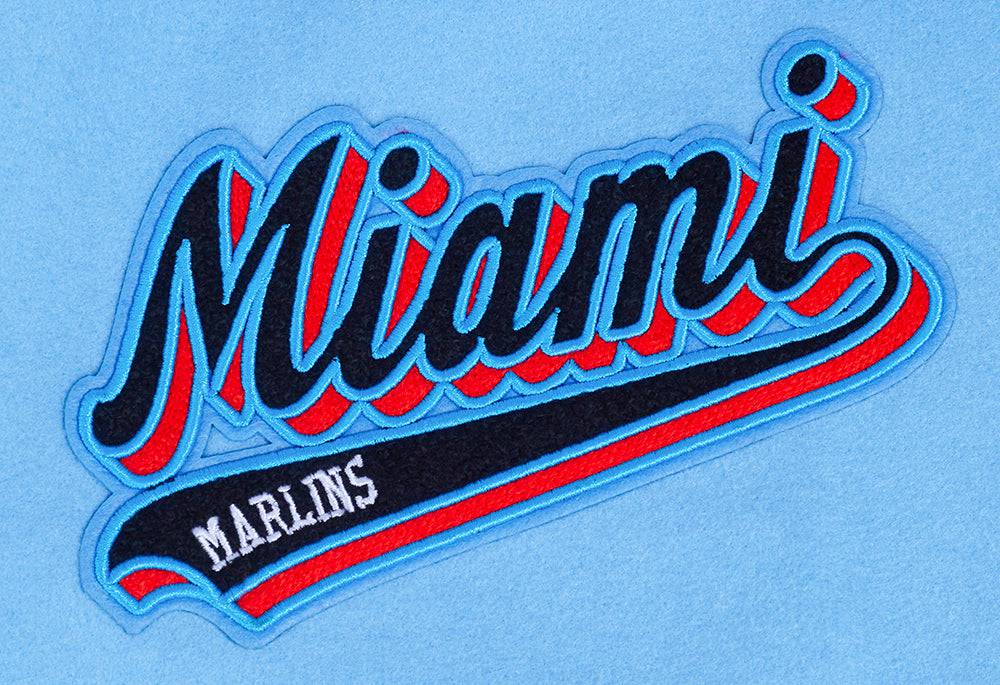 MLB MIAMI MARLINS SCRIPT TAIL MEN'S RIB WOOL VARSITY (UNIVERSITY BLUE/WHITE)