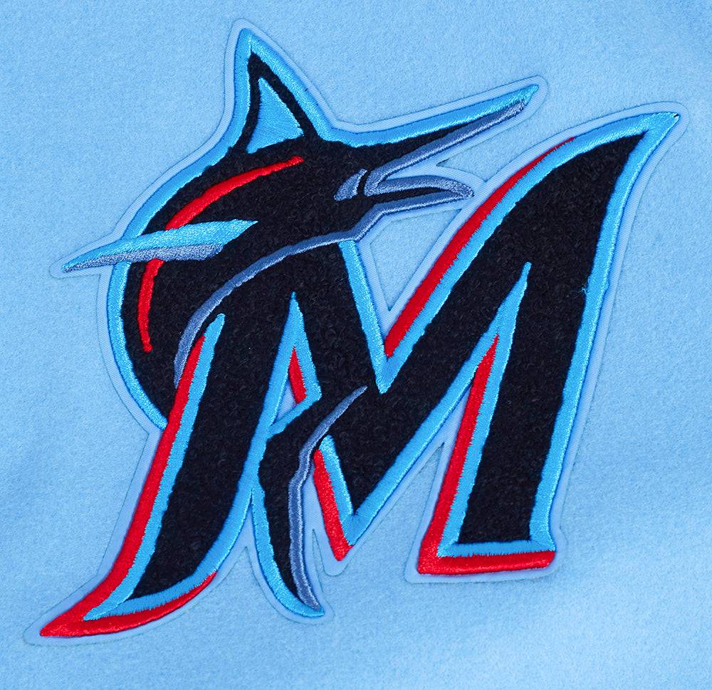 MLB MIAMI MARLINS SCRIPT TAIL MEN'S RIB WOOL VARSITY (UNIVERSITY BLUE/WHITE)