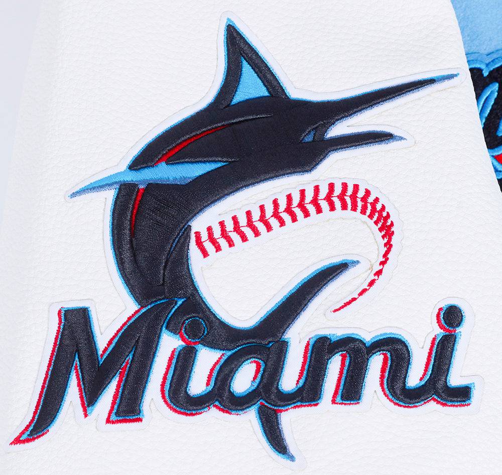 MLB MIAMI MARLINS SCRIPT TAIL MEN'S RIB WOOL VARSITY (UNIVERSITY BLUE/WHITE)