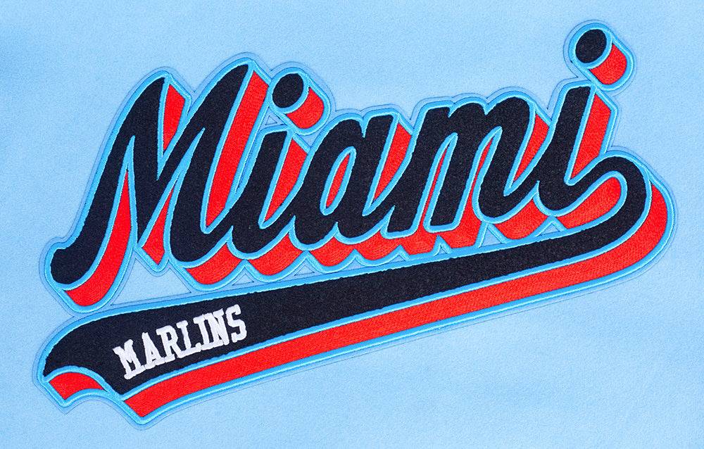 MLB MIAMI MARLINS SCRIPT TAIL MEN'S RIB WOOL VARSITY (UNIVERSITY BLUE/WHITE)
